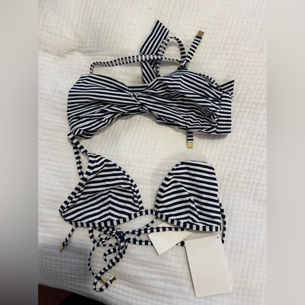 Tory Burch Navy and White Striped Bikini Set—Three Different Tops NWT - Picture 2 of 5